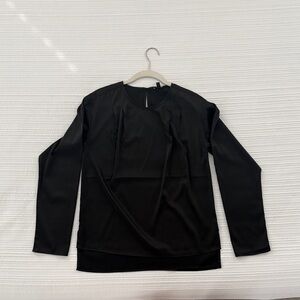 Black Long Sleeve Silky Top